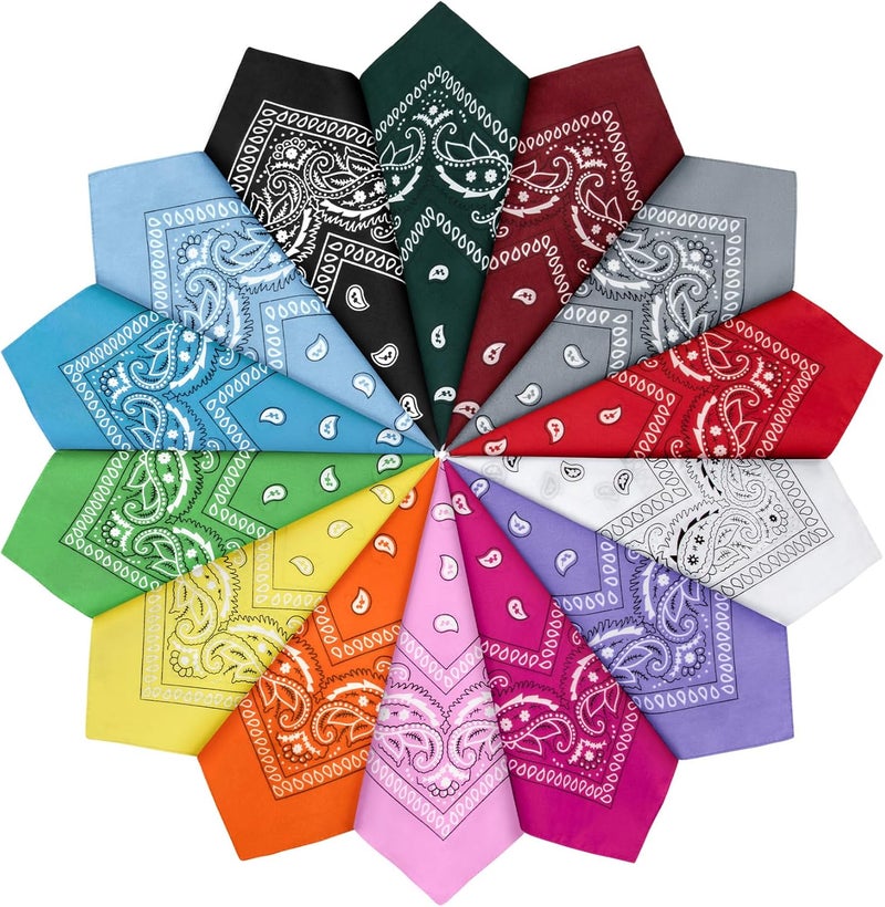 YSense 14 pieces Bandanas Paisley Print Novelty Headband Cowboy Headwraps Scarfs Hair Head Bandana for Women Men Boy Girl - Image 1